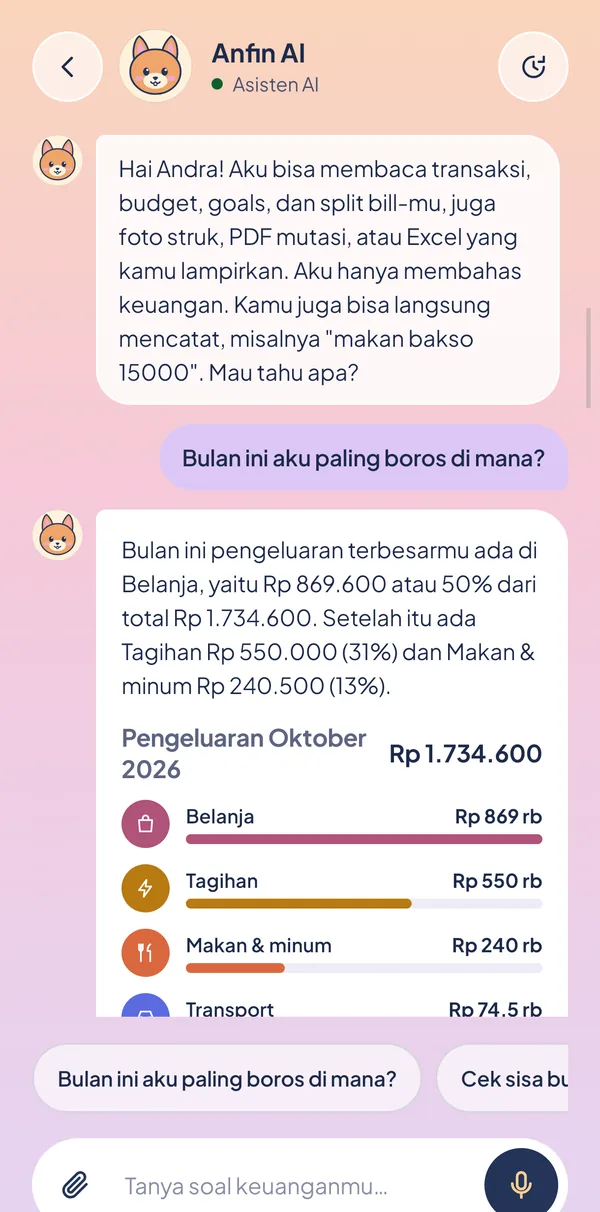 Layar Chat AI di Anfin